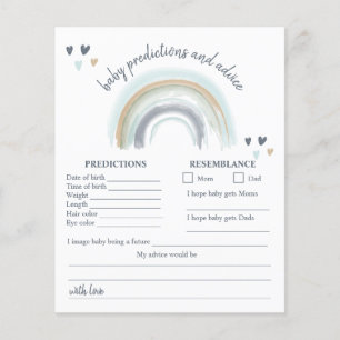 Jeu de prédiction Baby Shower Blue Boho Rainbow