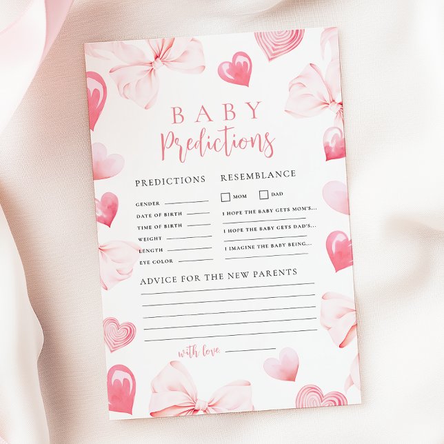 Jeu de prédiction de Baby Shower avec un nœud rose (Créateur téléchargé)