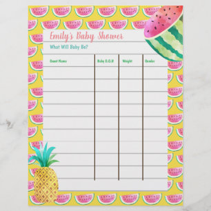 Jeu de prédiction de baby shower - Fruity Tropical