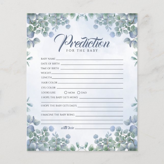 Jeu de prédiction des Baby showers de fleurs verte (Devant)