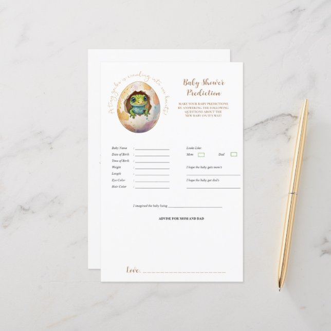 Jeu de prédiction pour Baby Shower avec un oeuf de (Devant/Arrière en situation)