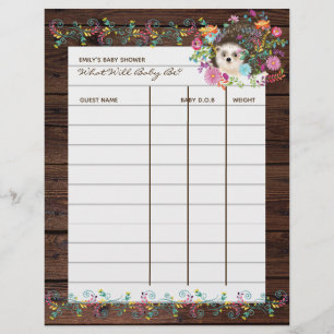 Jeu de prédiction pour Baby Shower - Fleurs de hér