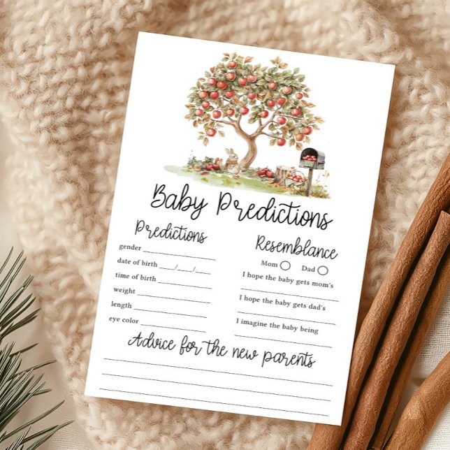 Jeu de prédictions Bébé Pommes de nos Yeux Automne (Fall Apple Tree Baby Shower Baby Predictions Game)