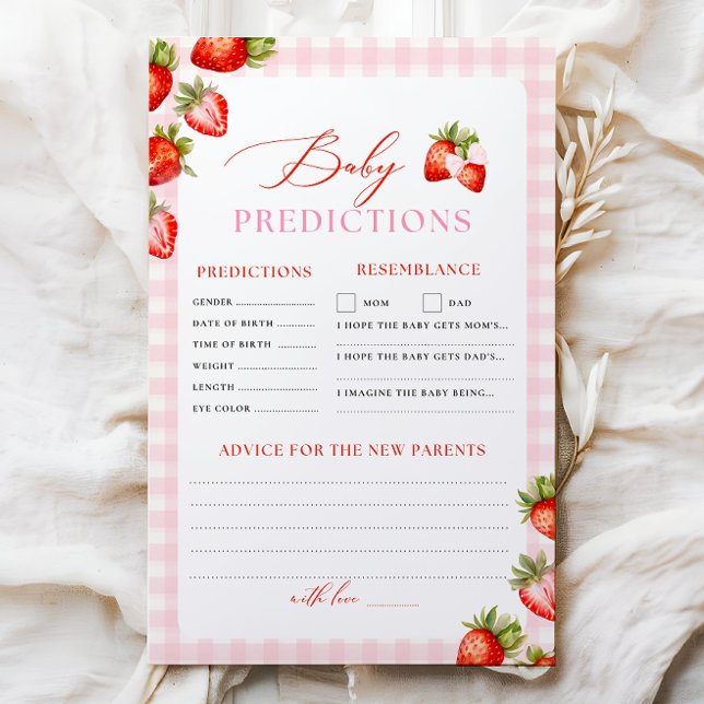 Jeu de prédictions de Baby showers de fraise rose (Créateur téléchargé)