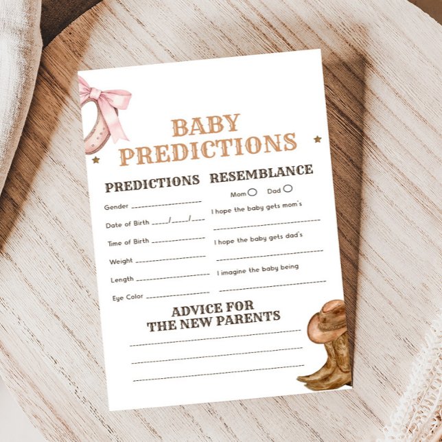 Jeu de prédictions de bébé pour la révélation du s (Western Boots and Bows Game)