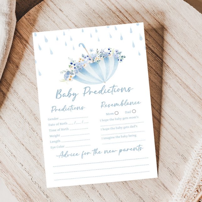 Jeu de prédictions de douches de fleurs d'avril ma (April Shower Bring May Flowers Baby Shower Game)