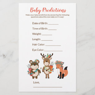 Jeu de prédictions des Baby showers forestiers tri