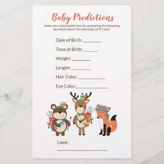 Jeu de prédictions des Baby showers forestiers tri