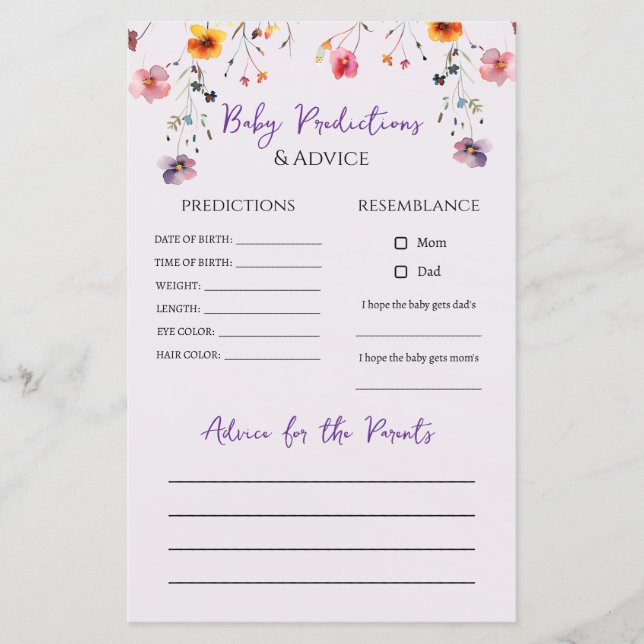 Jeu de prédictions des Baby showers orthodoxes fle (Devant)