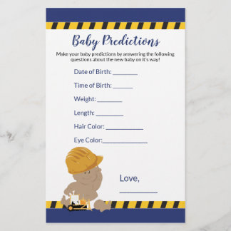 Jeu de prédictions du Baby shower de construction