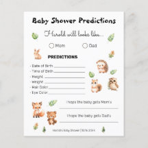Jeu de prédictions du Baby shower pour garçon Wood