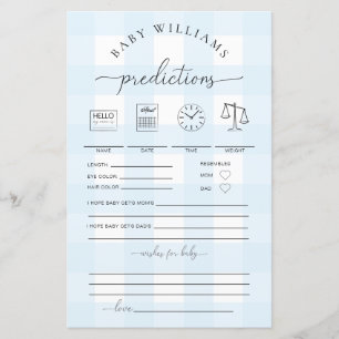 Jeu de prédictions En vichy bébé bleu