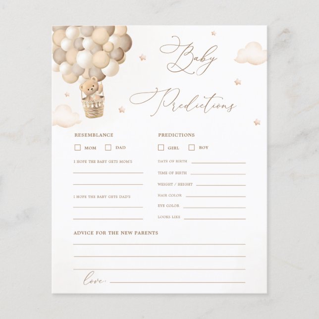 Jeu de prédictions et de conseils de Baby shower n (Devant)