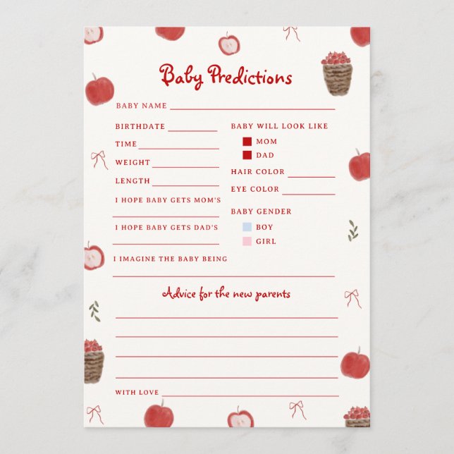 Jeu de prédictions et de conseils pour bébé Pomme  (Devant)