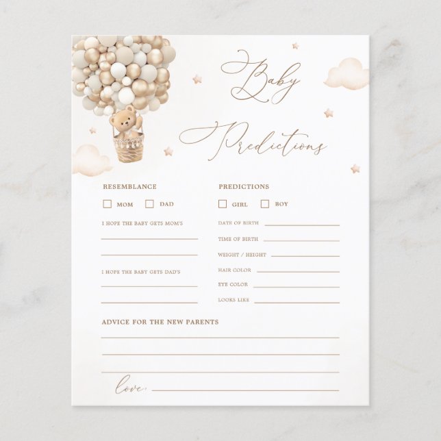 Jeu de prédictions et de conseils pour une baby sh (Devant)