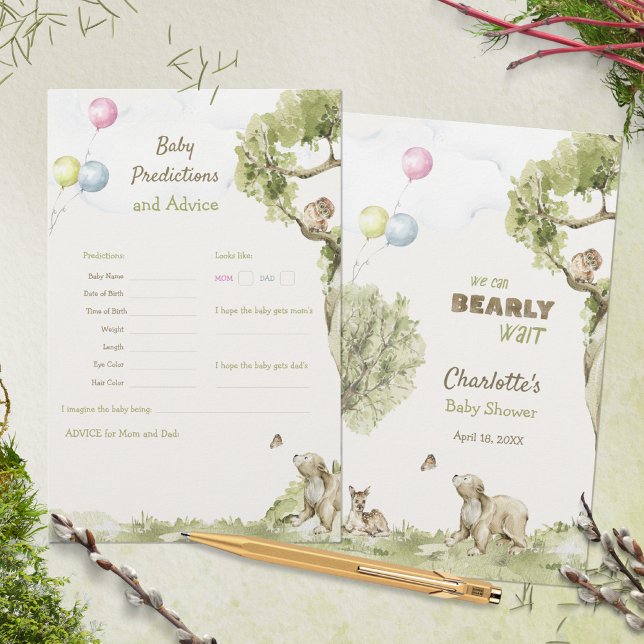 Jeu de prédictions et de conseils Woodland Bearly  (Woodland Bearly Wait Baby Predictions Advice Game ©Susanne Sachers - Sunny Mind 🌞)