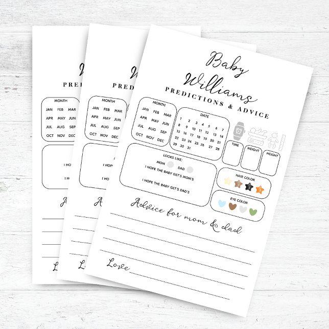 Jeu de prédictions minimalistes des Baby showers (Créateur téléchargé)