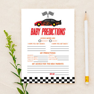 Jeu de prédictions pour Baby Shower sur une voitur