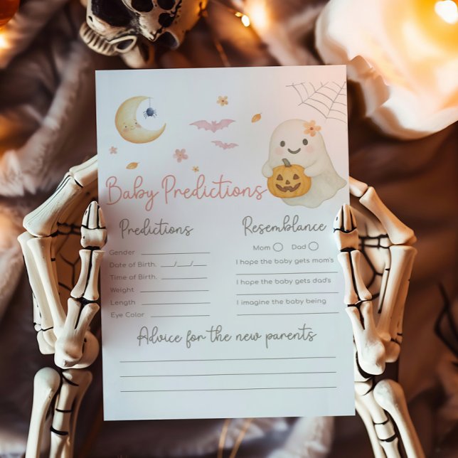 Jeu de prédictions pour bébé à la baby shower Pink (Girl Halloween Baby Shower Baby Predictions Game)