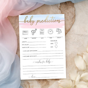 Jeu de prédictions pour bébé à l'aquarelle rose bl