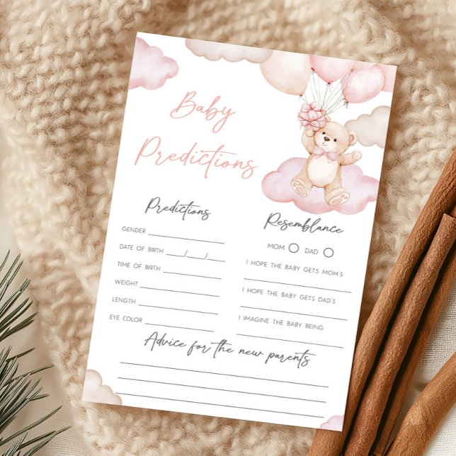 Jeu de prédictions pour bébé avec ballon en forme  (Girl Bearly Wait Balloon Baby Shower Baby Predictions Game)