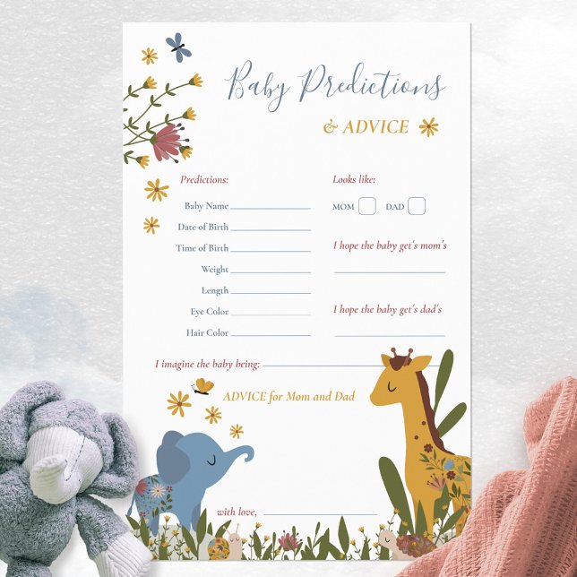 Jeu de prédictions pour bébé avec des animaux mign (Cute Animals Floral Predictions and Advice Game ©Susanne Sachers - Sunny Mind Design 🌞)