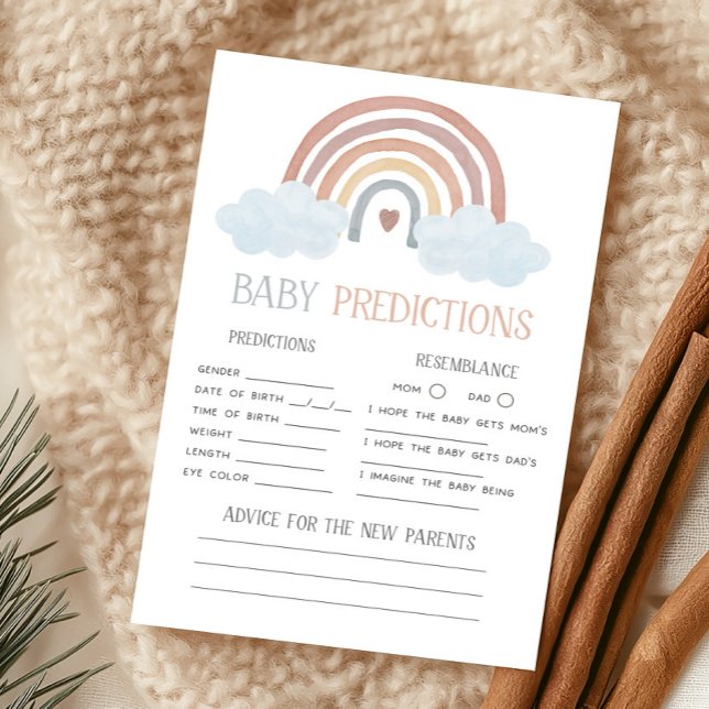 Jeu de prédictions pour bébé Boho Little Ray of Su (Boho Rainbow Baby Shower Baby Predictions Game)