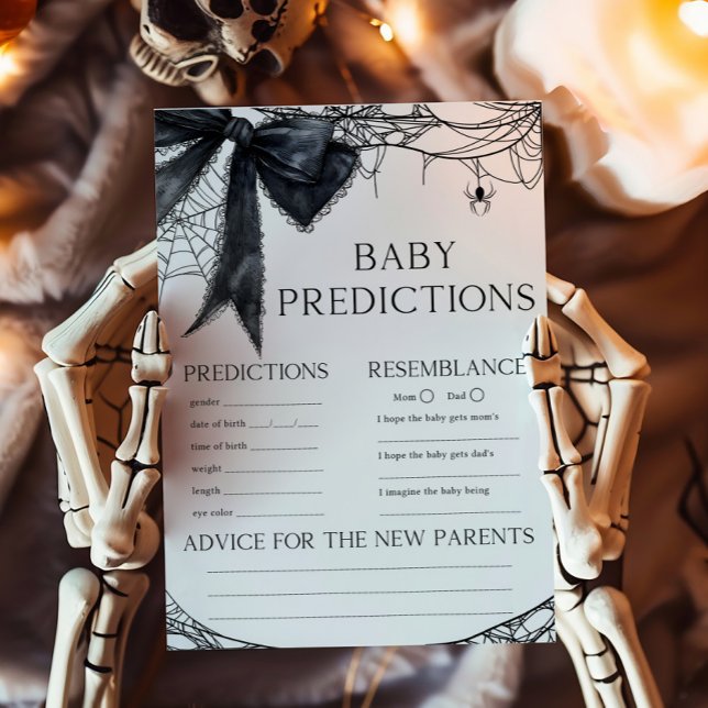Jeu de prédictions pour bébé Little Boo gothique à (Black Bow Gothic Little Boo Baby Shower Baby Predictions Game)