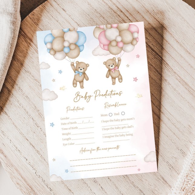 Jeu de Prédictions pour Bébé Révélation du Sexe de (Bear Balloon He or She Gender Reveal Game)