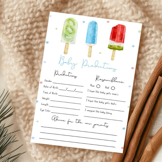 Jeu de prédictions pour bébé Shower Baby Popsicle  (Ready to Pop Baby Shower Baby Predictions Game)