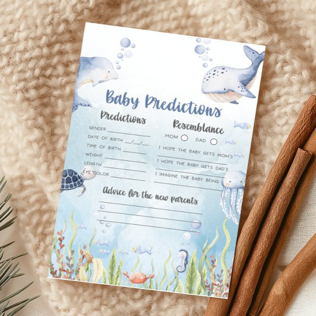 Jeu de prédictions pour bébé sous la douche Bleu s (Under the Sea Baby Shower Game)