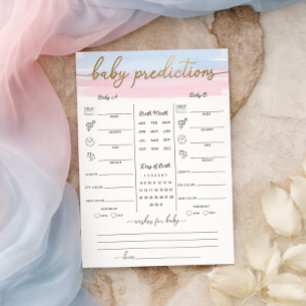 Jeu de prédictions pour bébés jumeaux à l'aquarell