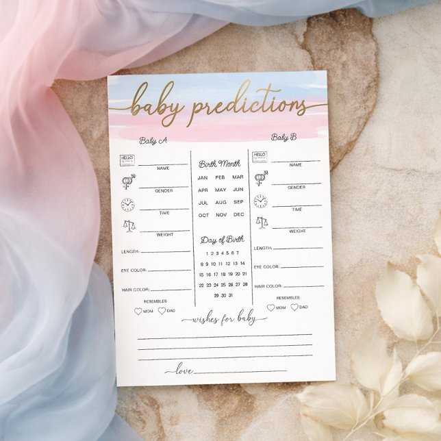 Jeu de prédictions pour bébés jumeaux à l'aquarell (Créateur téléchargé)