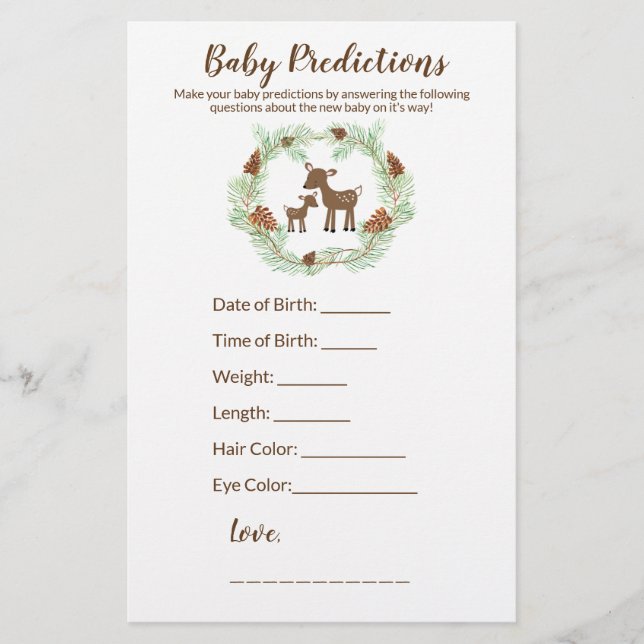 Jeu de prédictions pour une baby shower sur le thè (Devant)