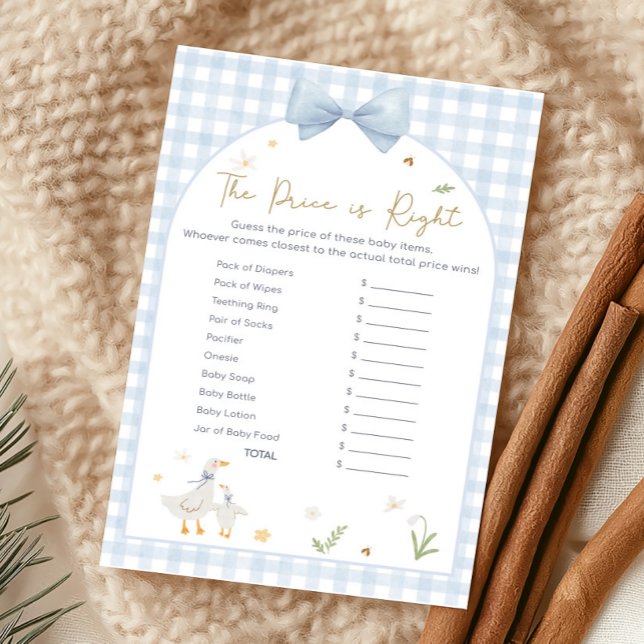 Jeu de prix Baby Shower Blue Gingham Silly Goose (silly Goose Baby Shower Game)