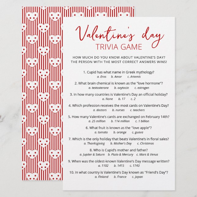Jeu de questions-réponses pour la Saint-Valentin a (Devant / Derrière)