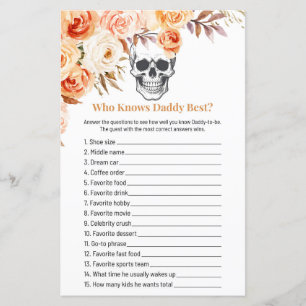 Jeu de Qui est Papa Halloween Crâne Floral