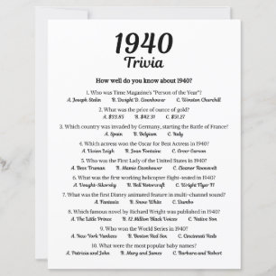 Jeu de quiz 1940