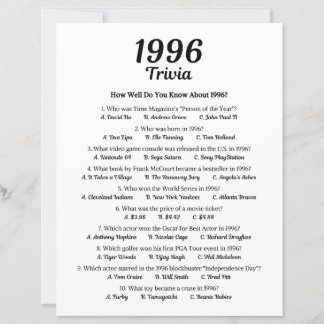 Jeu de quiz 1996 | Jeu de fête d'anniversaire 29 a