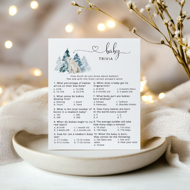 Jeu de quiz bébé ours polaire pour baby shower (Créateur téléchargé)