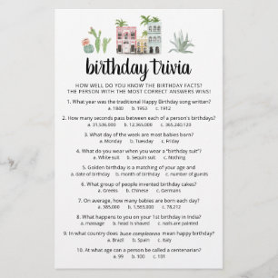 Jeu de quiz d'anniversaire avec réponses Fête d'an