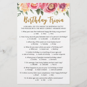 Jeu de quiz d'anniversaire avec réponses Fête d'an