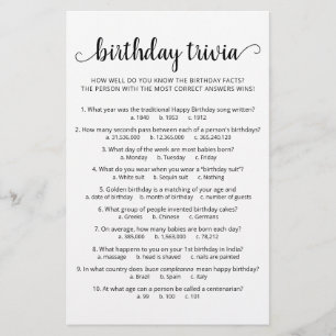 Jeu de quiz d'anniversaire avec réponses Fête d'an