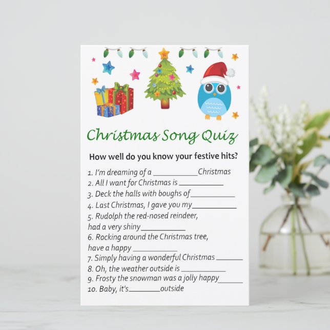 Jeu de quiz de chansons de Noël de Chouette (Debout devant)