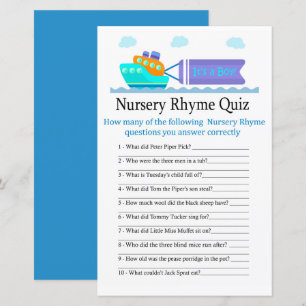 Jeu de quiz de comptine de la nurserie du bateau j