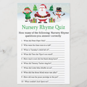 Jeu de quiz de comptine de Noël pour bébé Cute San