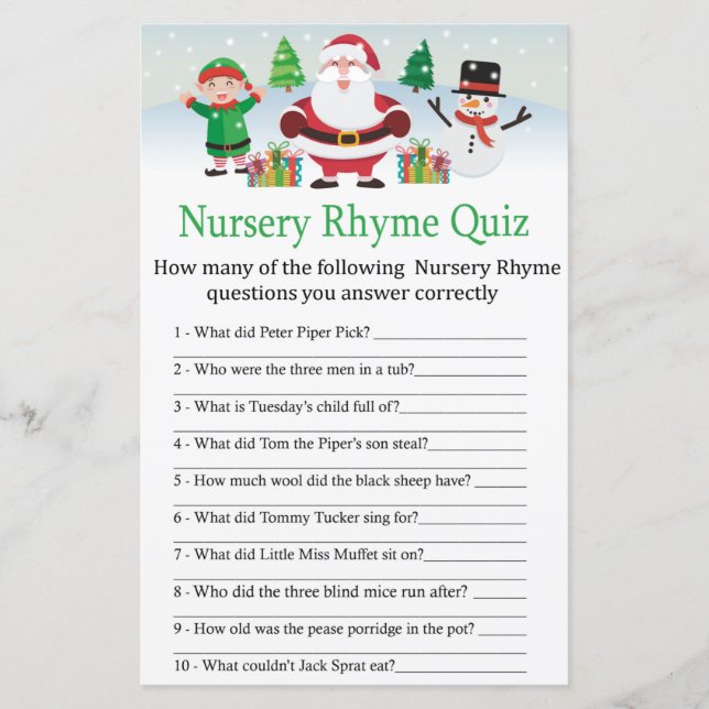 Jeu de quiz de comptine de Noël pour bébé Cute San (Devant)