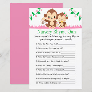 Jeu de quiz de comptine de nurserie de singe bébé