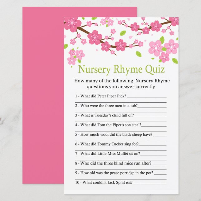 Jeu de quiz de comptine pour bébé sur une branche  (Devant / Derrière)