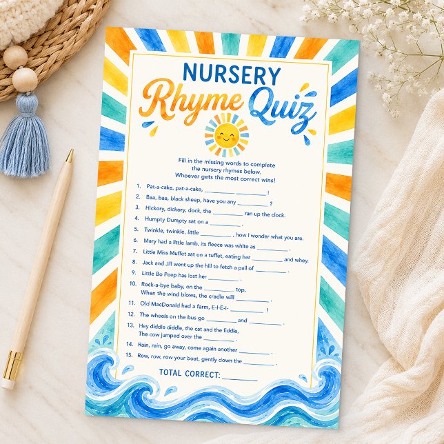 Jeu de quiz de comptines pour Baby Shower Sunshine (Créateur téléchargé)